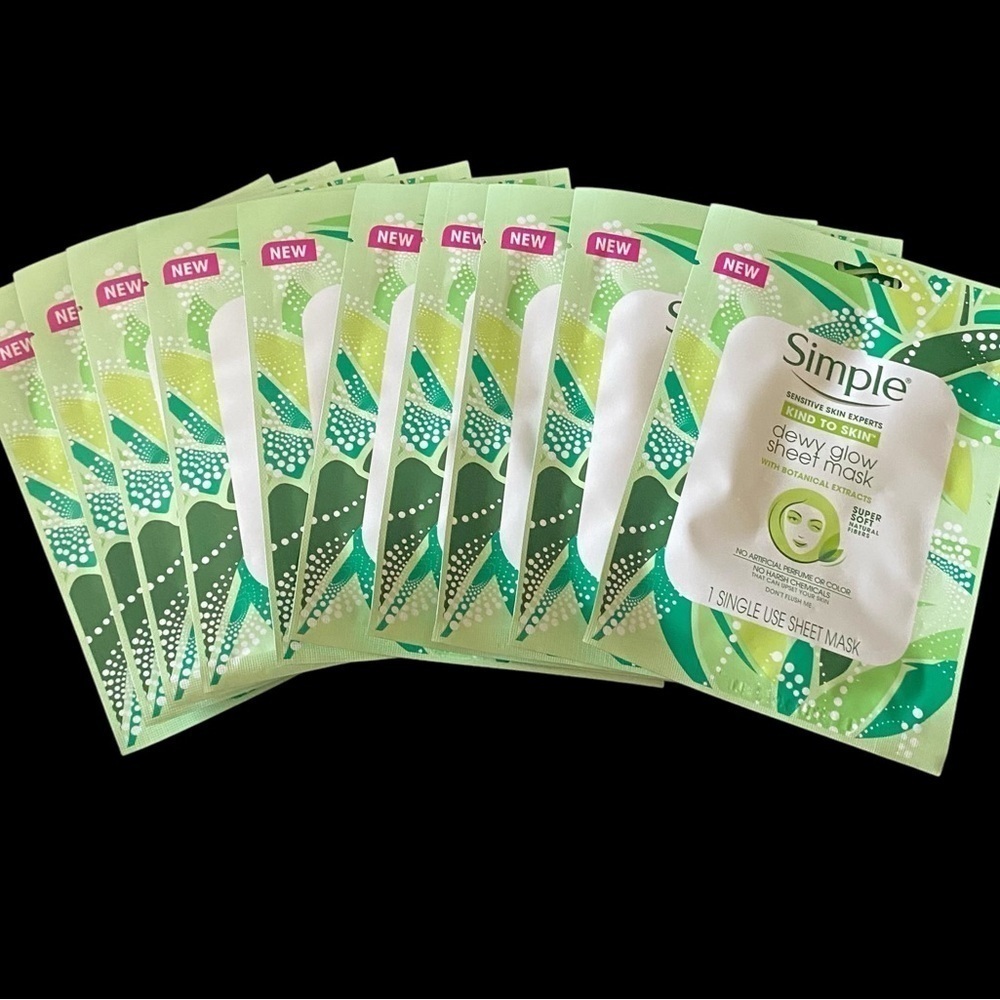 #110-NWT-SIMPLE-DEWY GLOW SHEET MASKS-TOTAL OF 10 FACE MASKS